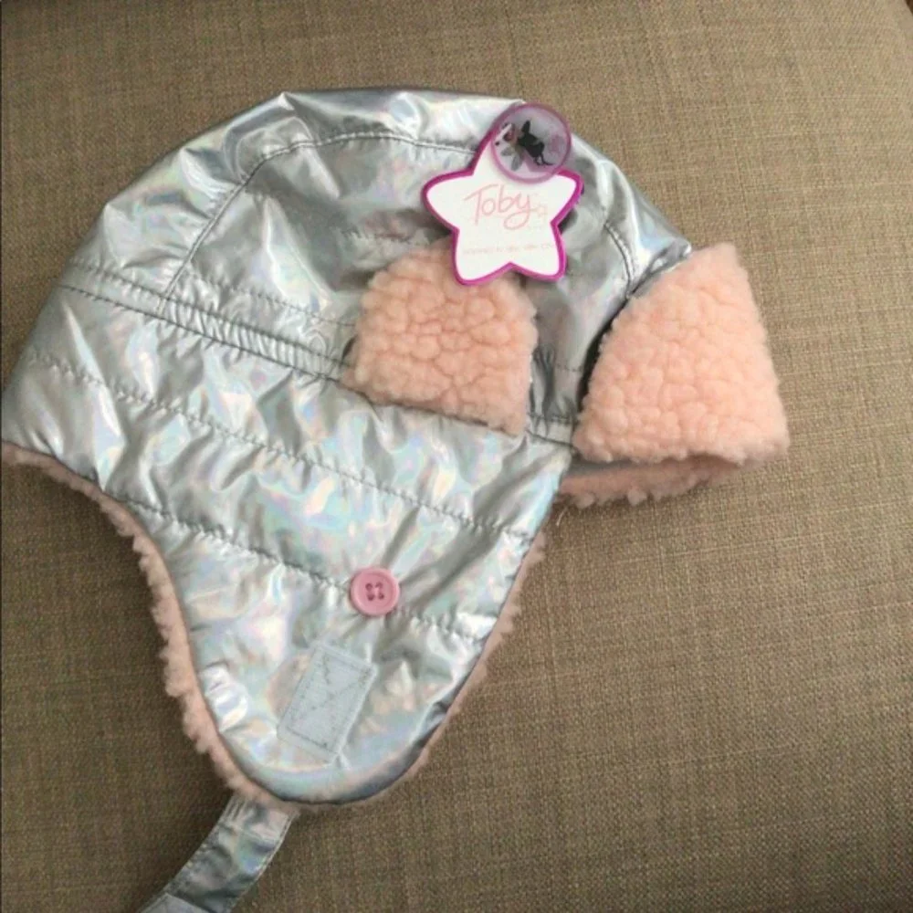 NWT Girls 2-4 Years Fleece & Silver Trapper Warm & Soft Winter Hat